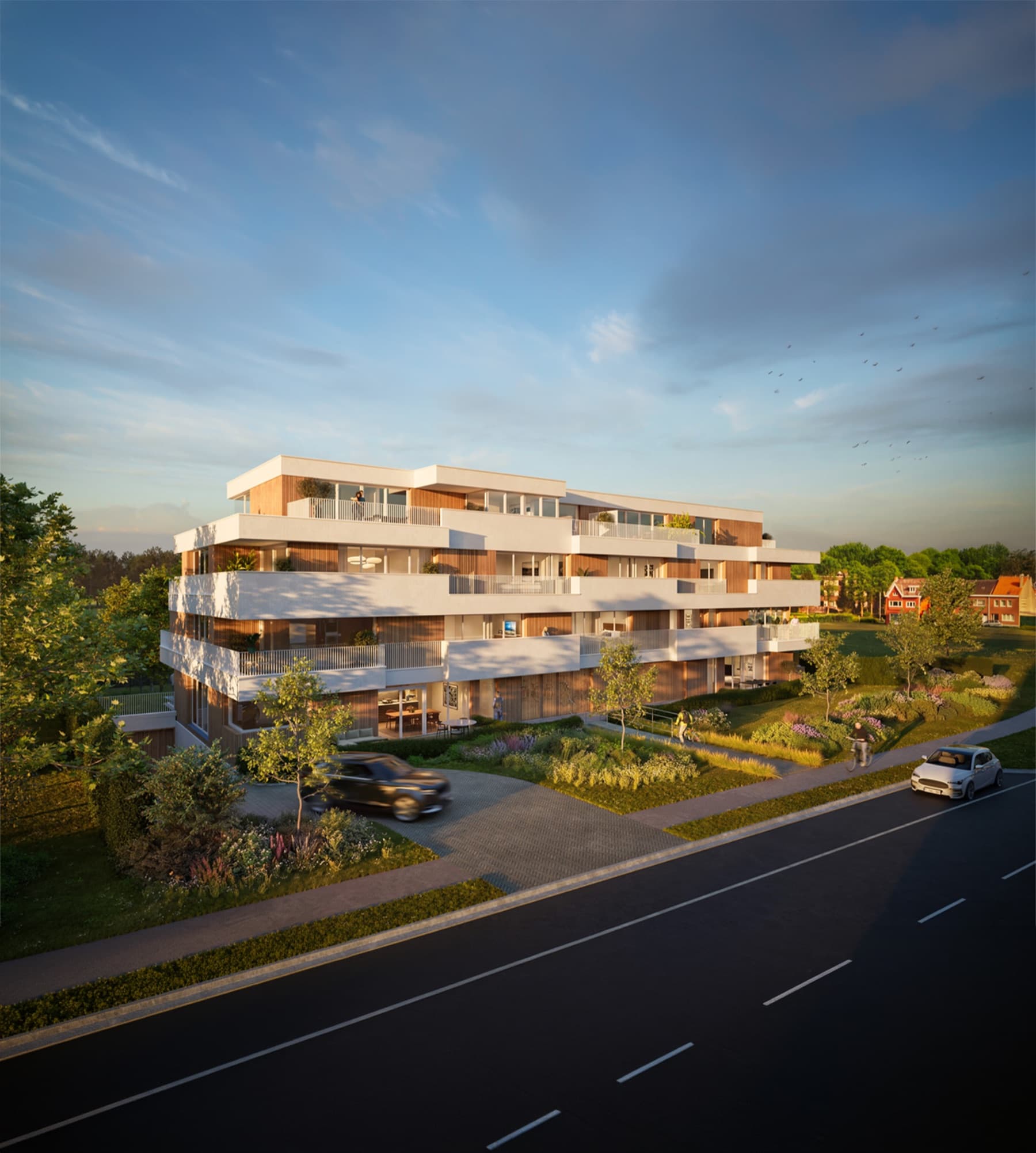 O-Park, exterieurrender van het gebouw aan het Osbroek in Aalst